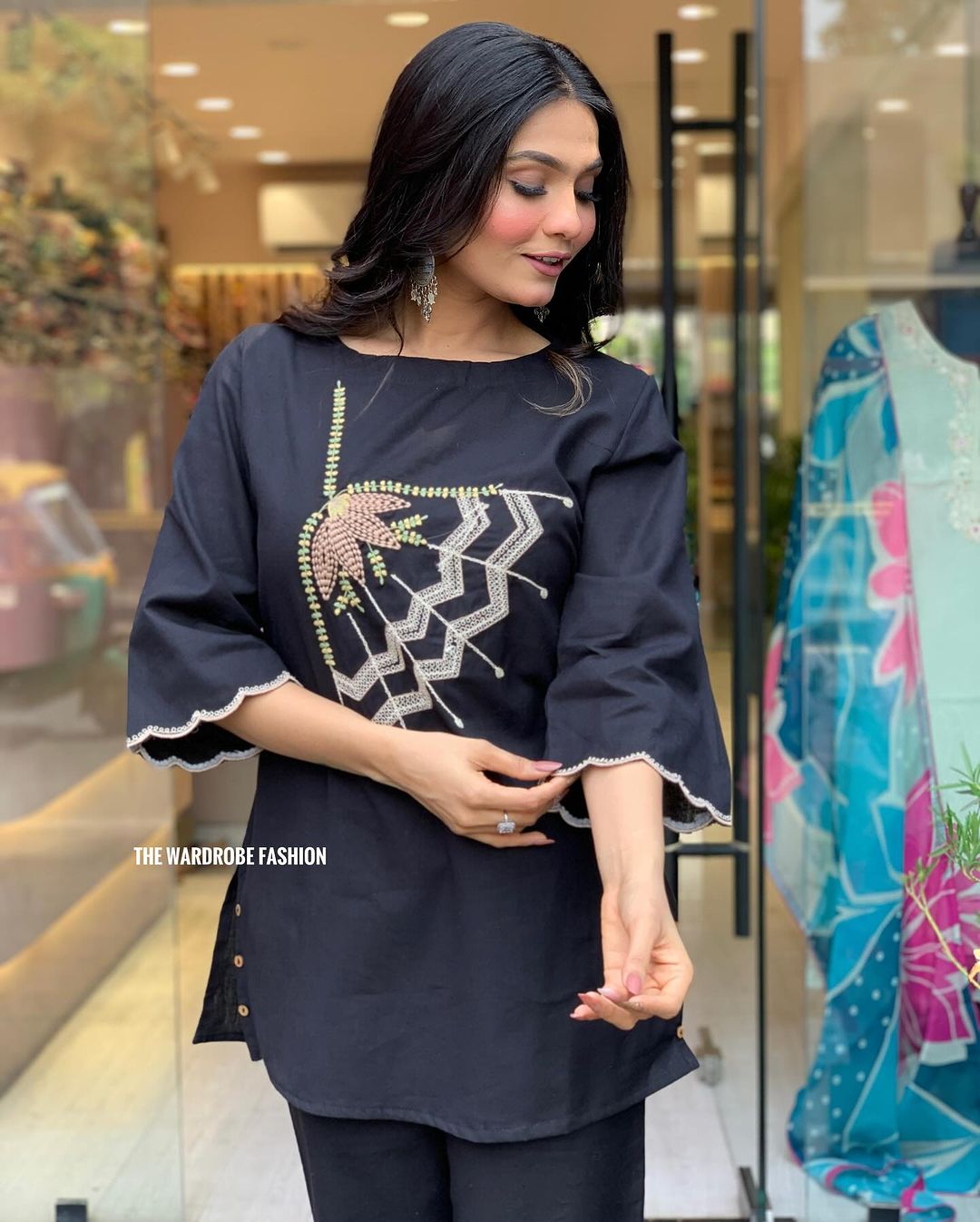 Designer Black Co-Ord Set Highlighted With Embroidery