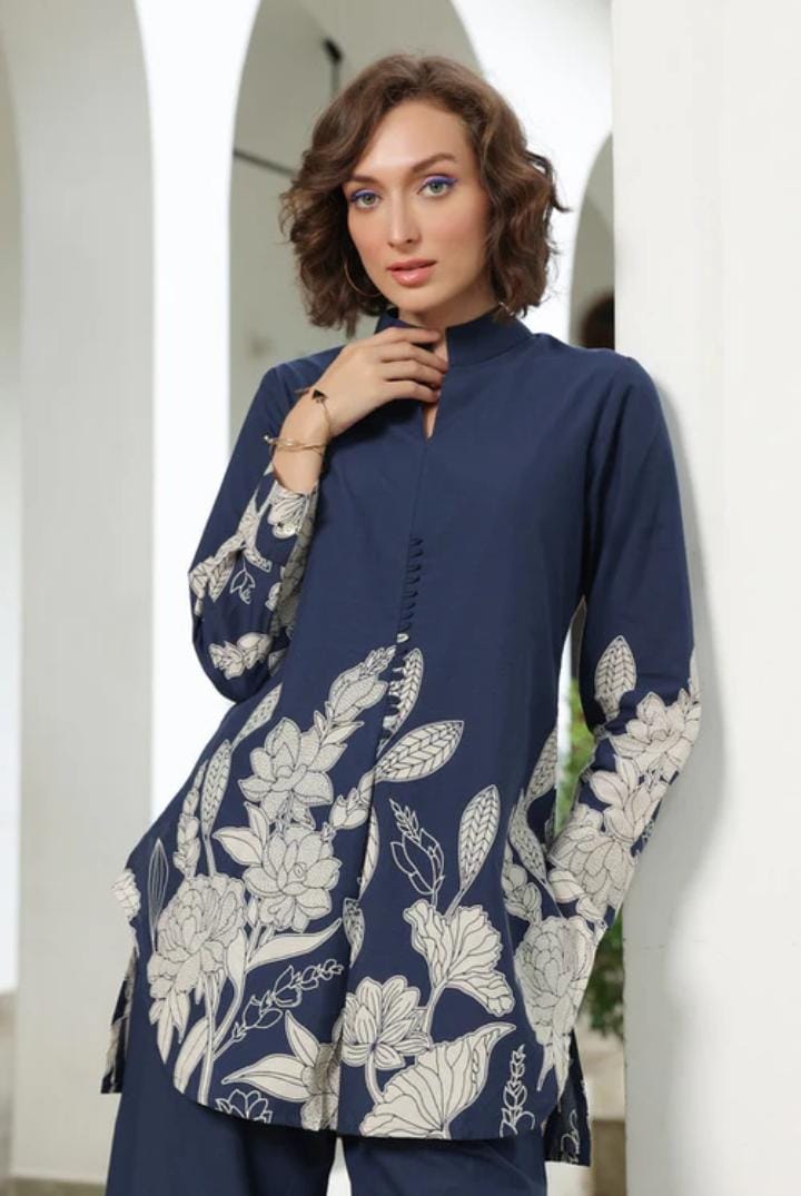 Bloom Delight Blue Cotton Co Ord Set