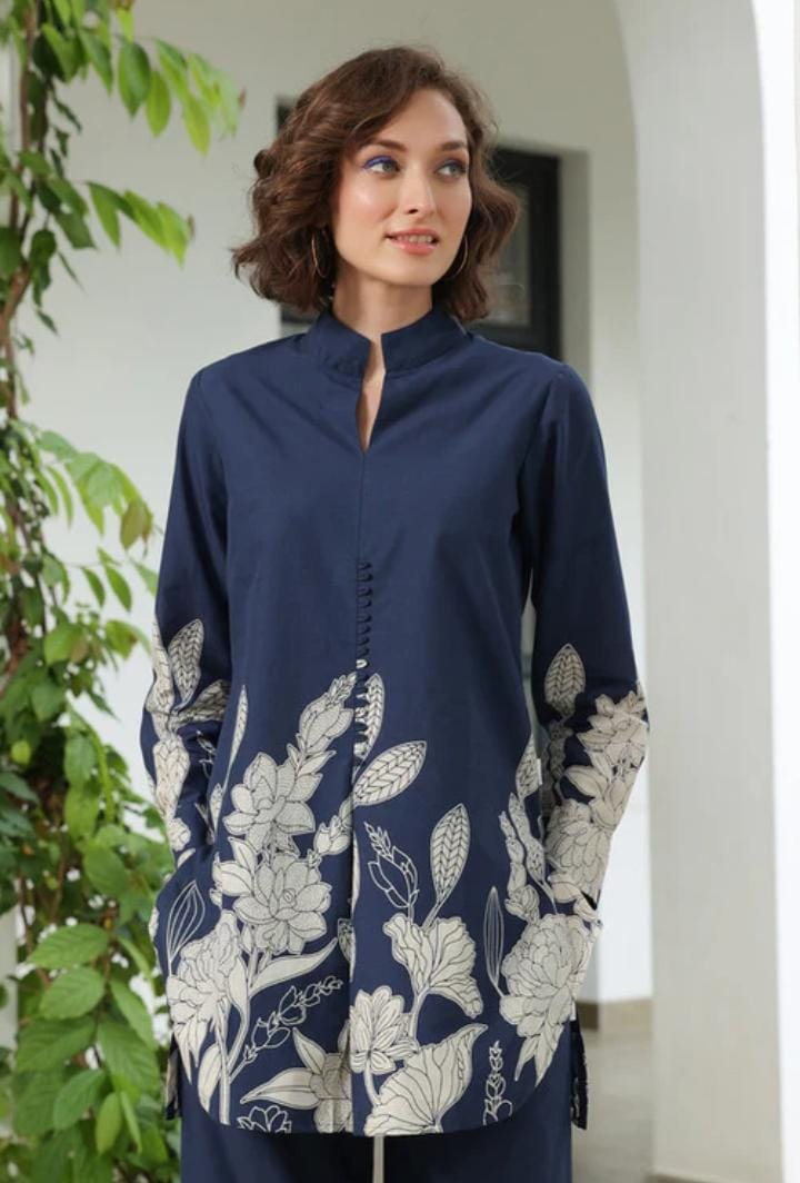 Bloom Delight Blue Cotton Co Ord Set