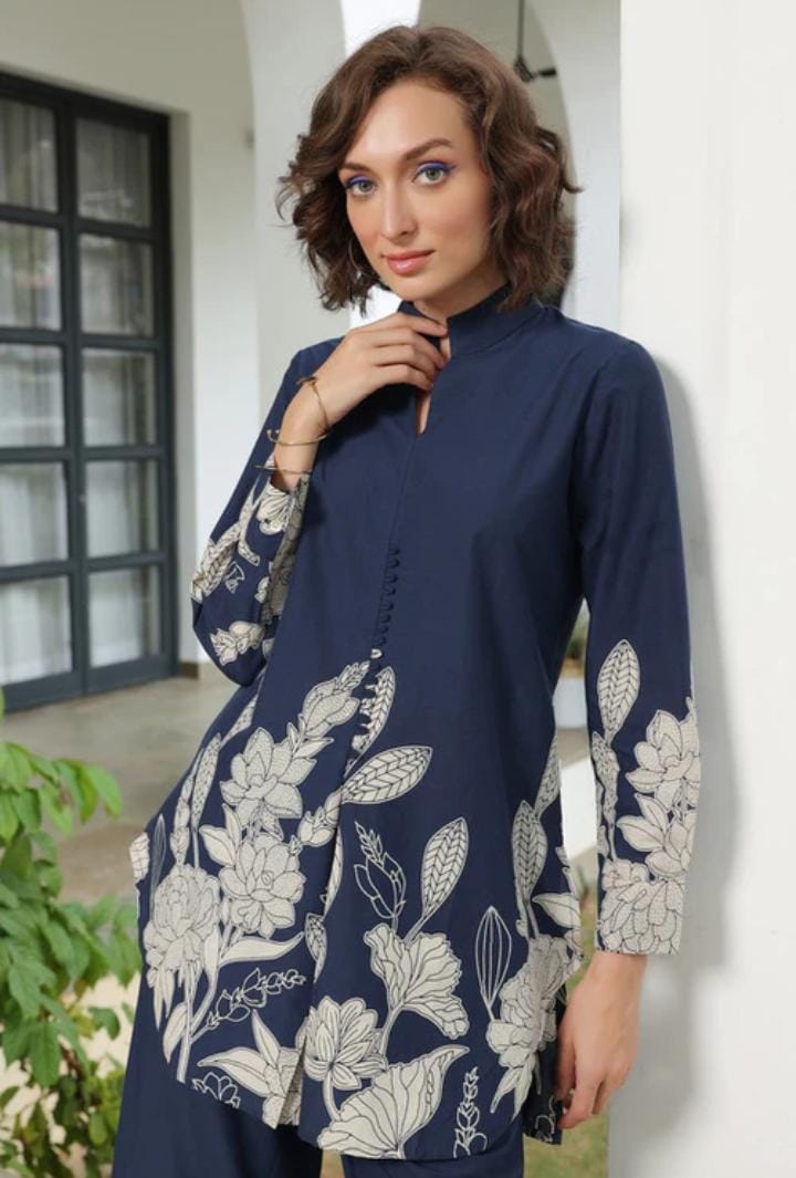 Bloom Delight Blue Cotton Co Ord Set