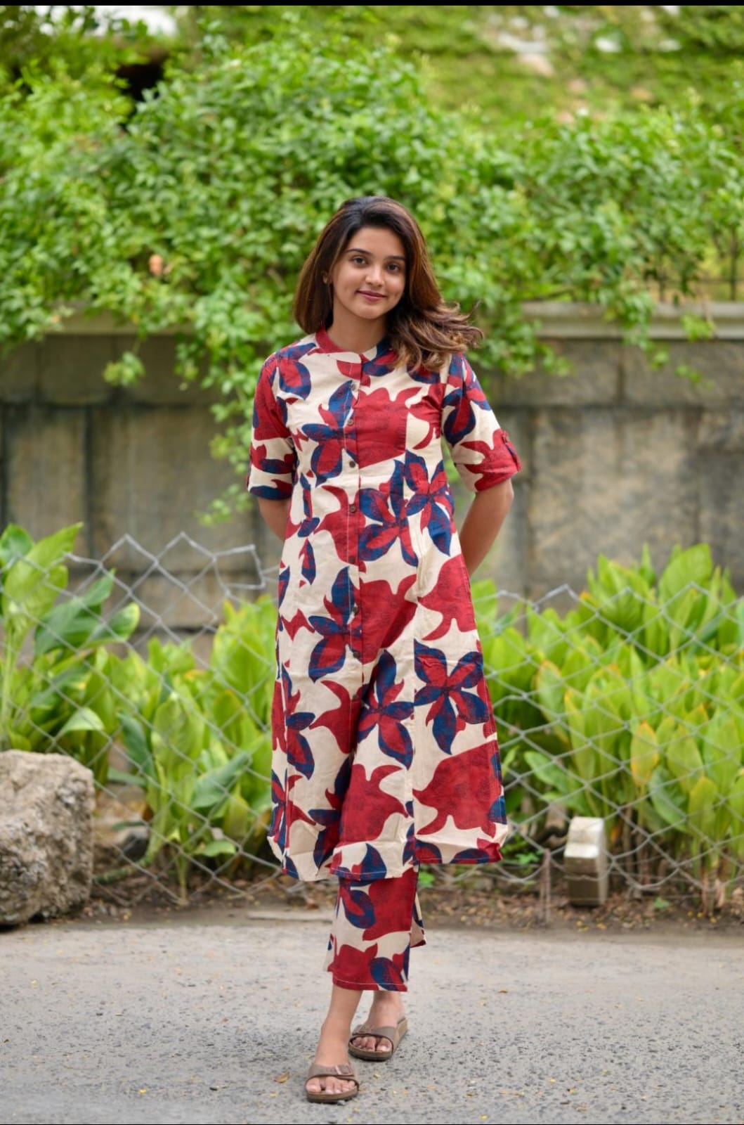 Rust & Blue Floral Cotton Co-Ord Set