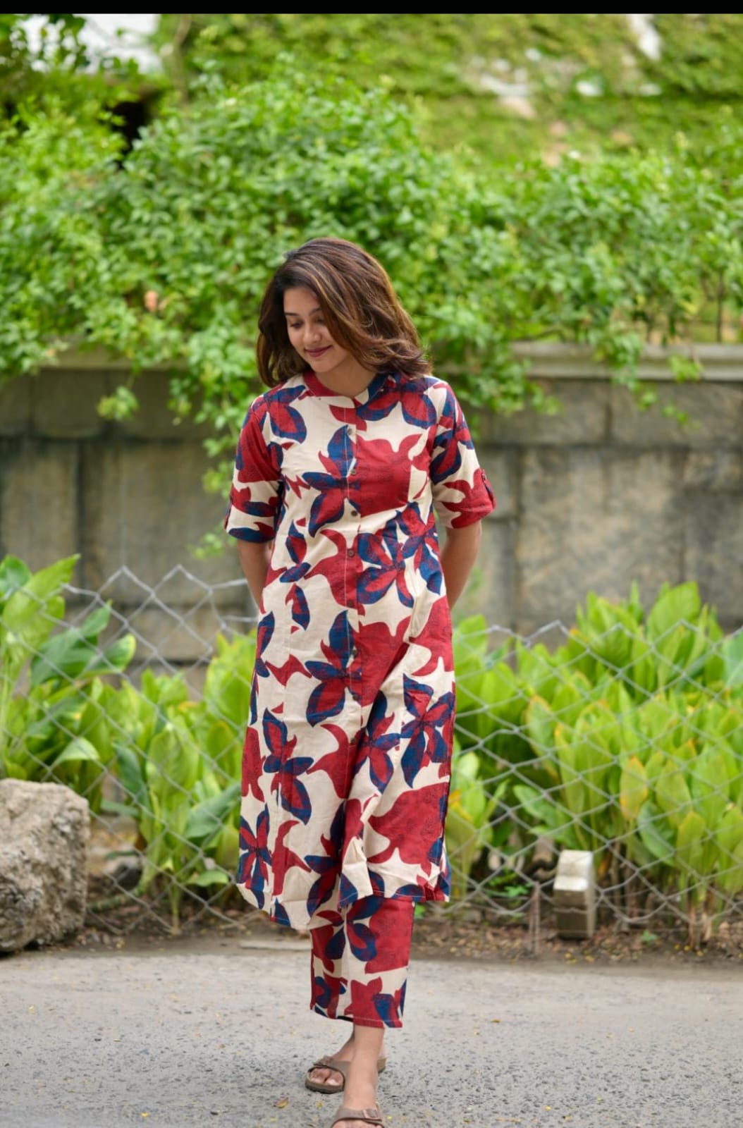 Rust & Blue Floral Cotton Co-Ord Set