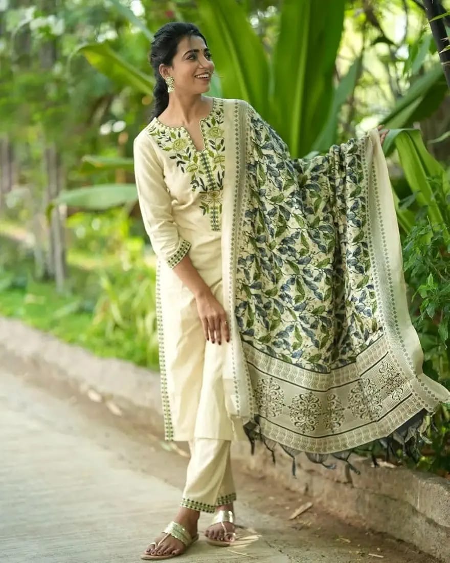 Cotton Floral Kurta Set with Dupatta