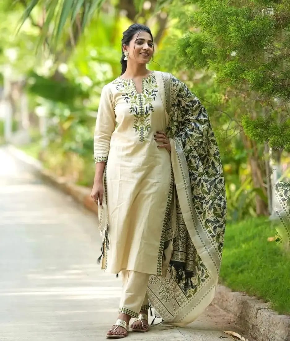 Cotton Floral Kurta Set with Dupatta