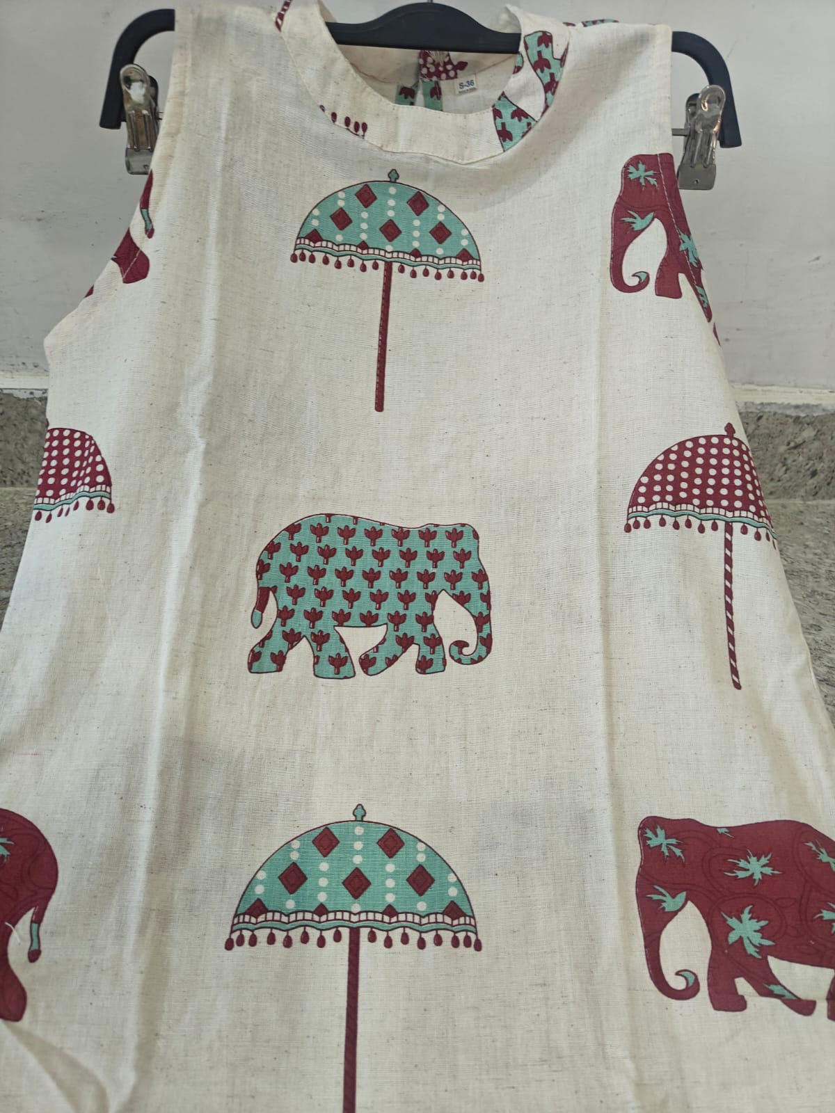Off White Elephant Print Cotton Flex Co Ord Set
